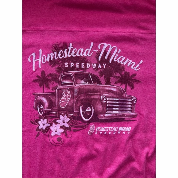 Nascar Tops - NWT NASCAR Homestead Miami Retro Tee Hot Pink | L